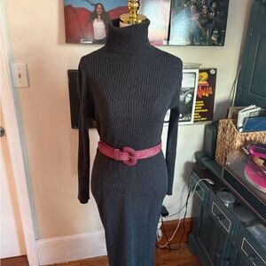 Everlane Charcoal Ribbed Knit Sweater Dress